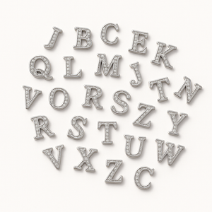 SILVER LETTER BEDAZZLED CHARM