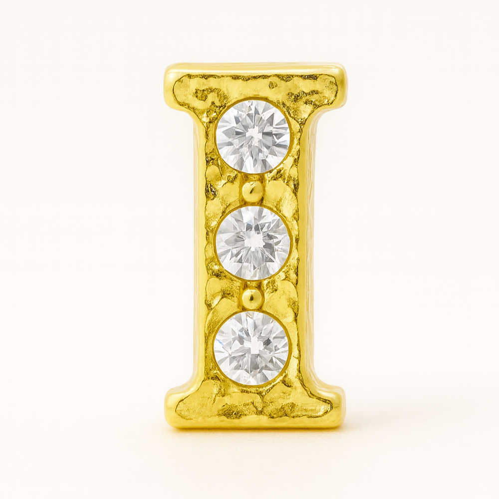 GOLD LETTER BEDAZZLED CHARM