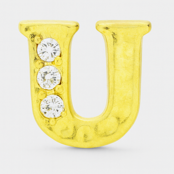 GOLD LETTER BEDAZZLED CHARM
