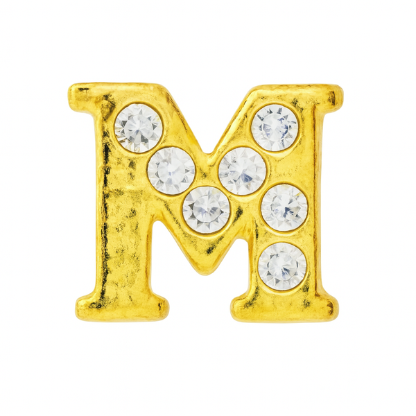 GOLD LETTER BEDAZZLED CHARM
