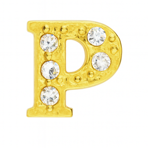 GOLD LETTER BEDAZZLED CHARM