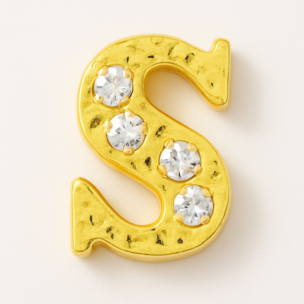 GOLD LETTER BEDAZZLED CHARM