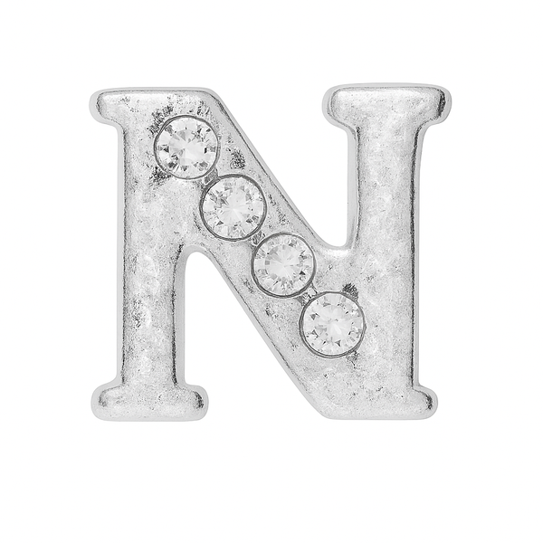 SILVER LETTER BEDAZZLED CHARM