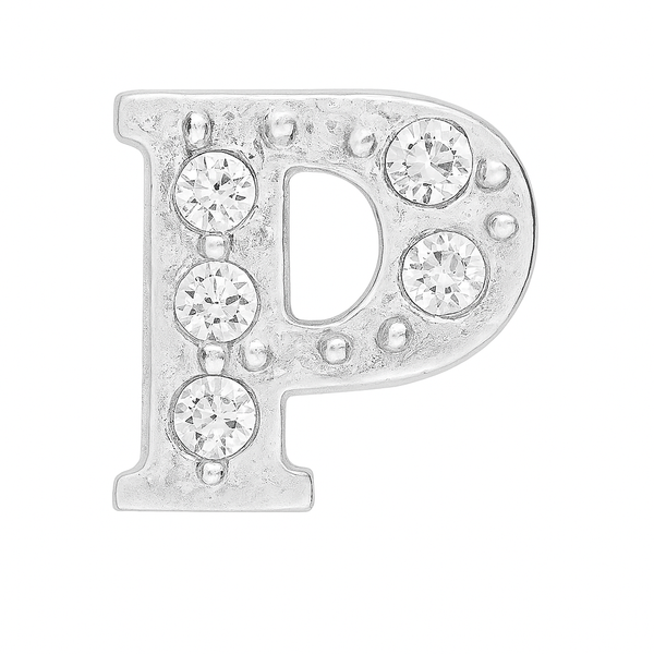 SILVER LETTER BEDAZZLED CHARM