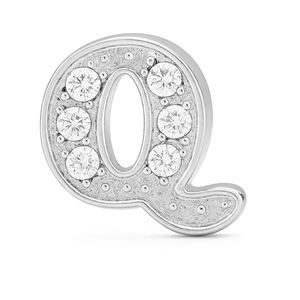 SILVER LETTER BEDAZZLED CHARM