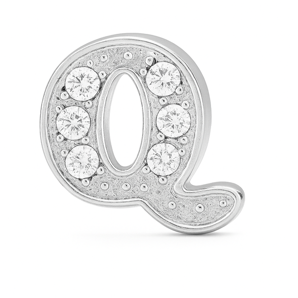 SILVER LETTER BEDAZZLED CHARM