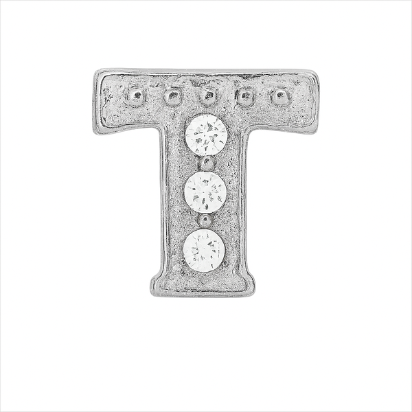 SILVER LETTER BEDAZZLED CHARM