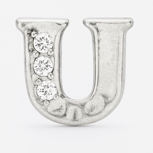 SILVER LETTER BEDAZZLED CHARM
