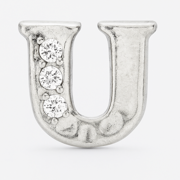 SILVER LETTER BEDAZZLED CHARM