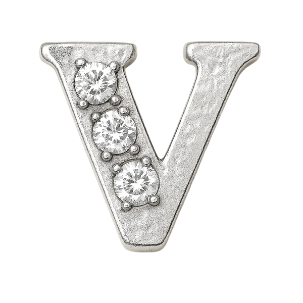 SILVER LETTER BEDAZZLED CHARM