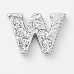 SILVER LETTER BEDAZZLED CHARM