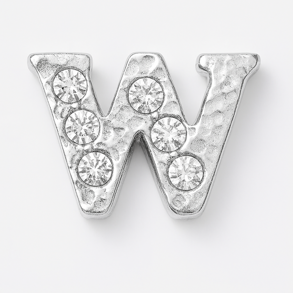 SILVER LETTER BEDAZZLED CHARM