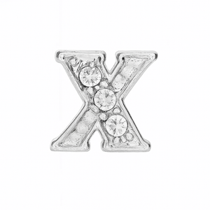 SILVER LETTER BEDAZZLED CHARM