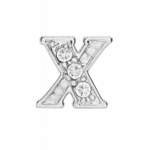 SILVER LETTER BEDAZZLED CHARM