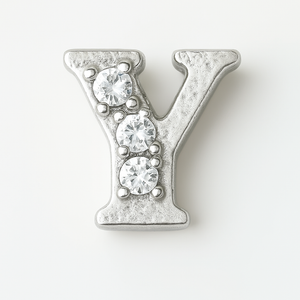 SILVER LETTER BEDAZZLED CHARM