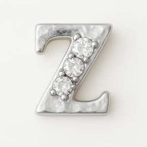 SILVER LETTER BEDAZZLED CHARM