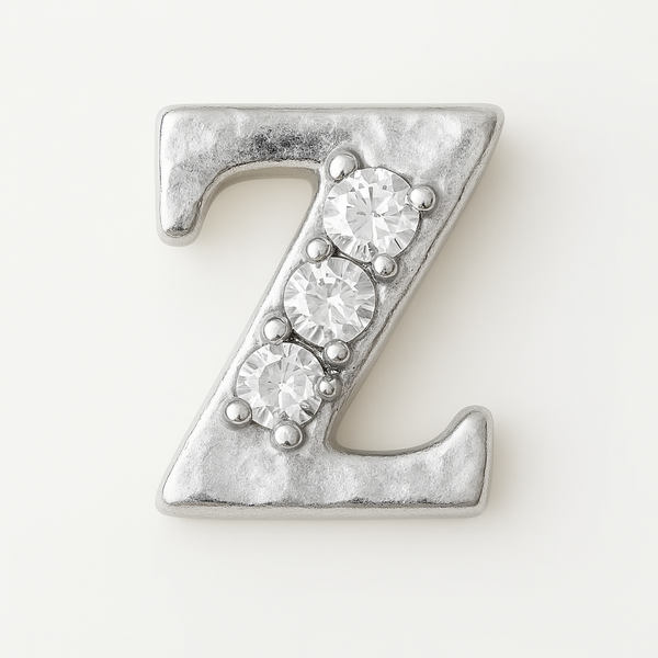 SILVER LETTER BEDAZZLED CHARM