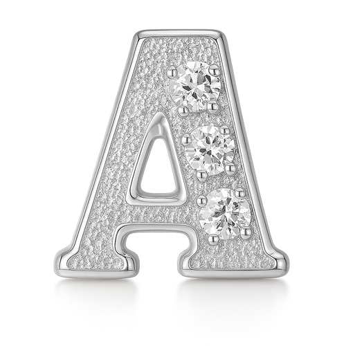 SILVER LETTER BEDAZZLED CHARM