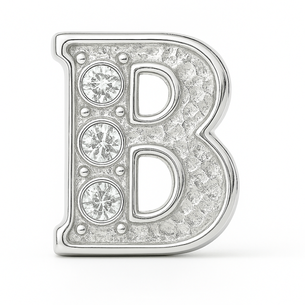 SILVER LETTER BEDAZZLED CHARM