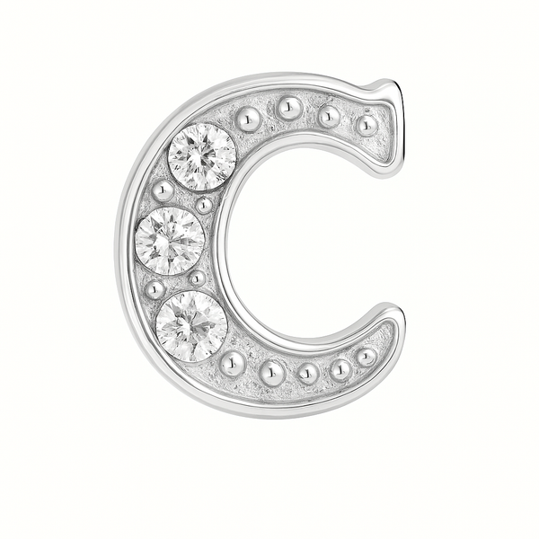 SILVER LETTER BEDAZZLED CHARM