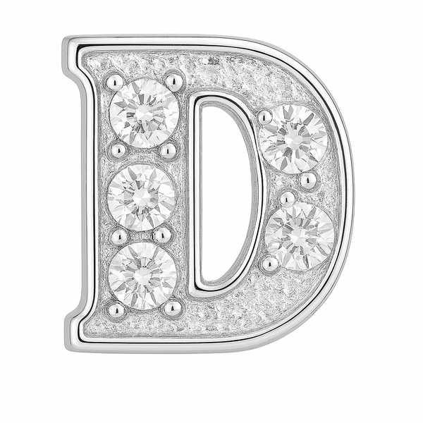 SILVER LETTER BEDAZZLED CHARM