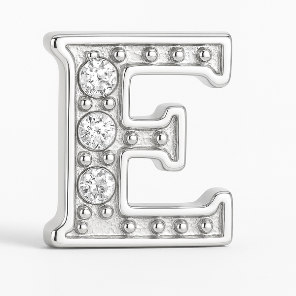SILVER LETTER BEDAZZLED CHARM