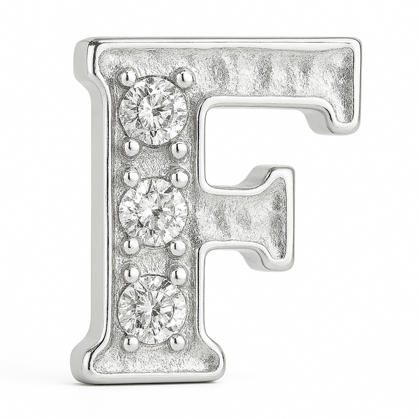 SILVER LETTER BEDAZZLED CHARM