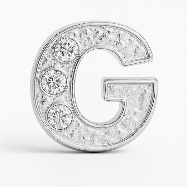 SILVER LETTER BEDAZZLED CHARM