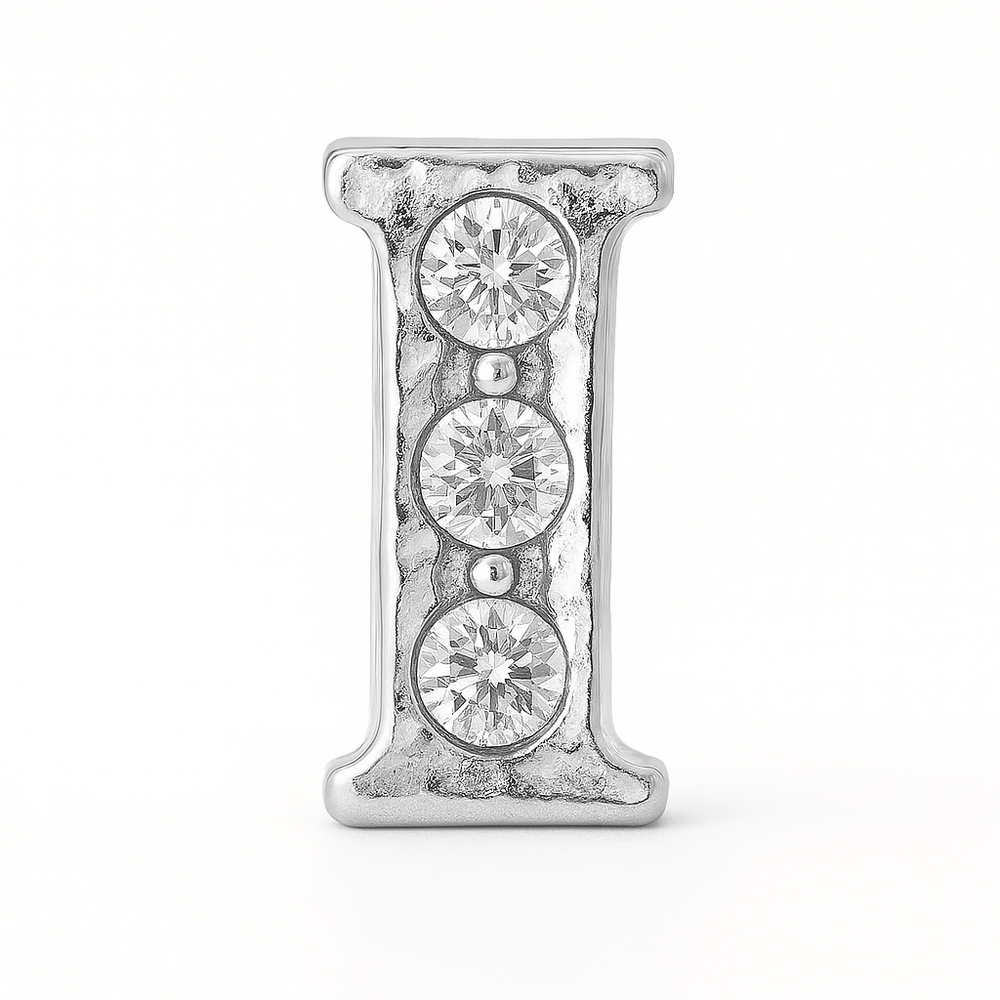 SILVER LETTER BEDAZZLED CHARM