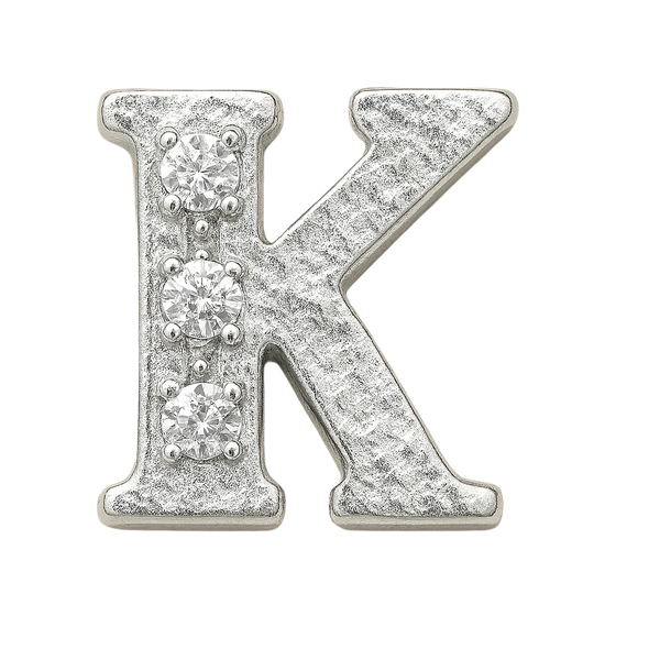SILVER LETTER BEDAZZLED CHARM