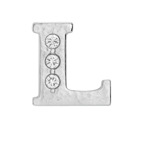 SILVER LETTER BEDAZZLED CHARM