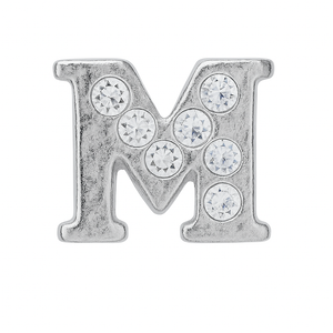 SILVER LETTER BEDAZZLED CHARM