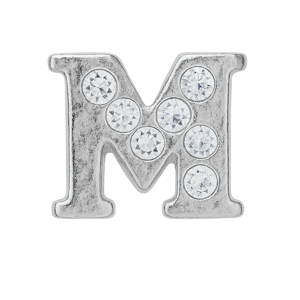 SILVER LETTER BEDAZZLED CHARM